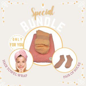 3 Microfiber hair Towel + 3 Pair Women Fuzzy Fluffy Cozy Socks Warm Soft Winter